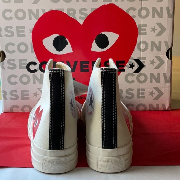 ❤️  DES GARÇONS PLAY X CONVERSE CHUCK TAYLOR HIDDEN HEART HIGH TOP SNEAKERS NWT - Picture 11 of 16